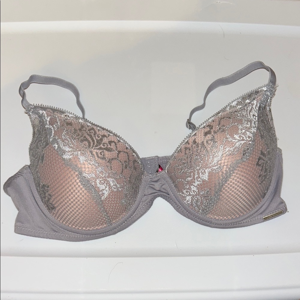 Vince Camuto Lace Underwire Bra - Gray and Pink